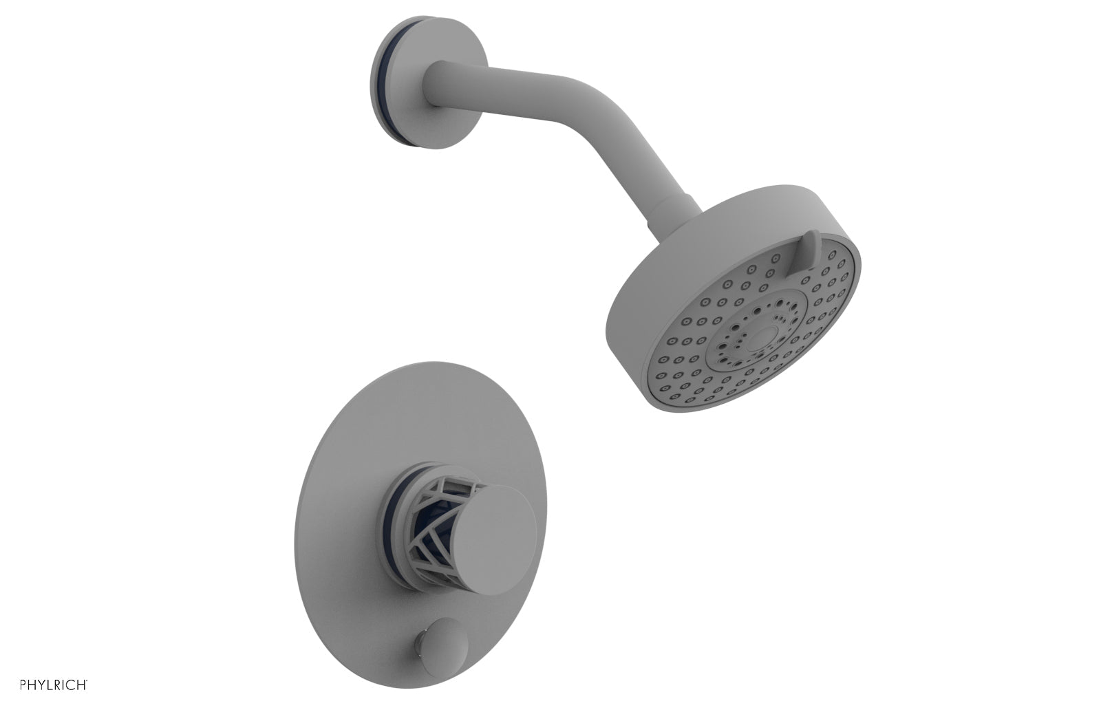 Phylrich JOLIE Pressure Balance Shower and Diverter Set (Less Spout), Round Handle with "Navy Blue" Accents