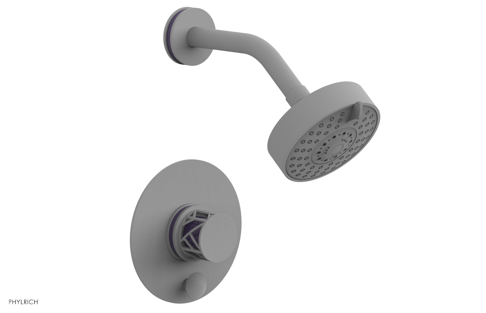 Phylrich JOLIE Pressure Balance Shower and Diverter Set (Less Spout), Round Handle with "Purple" Accents