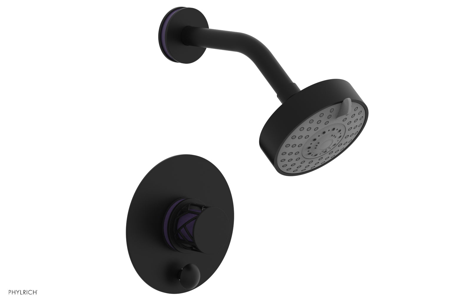 Phylrich JOLIE Pressure Balance Shower and Diverter Set (Less Spout), Round Handle with "Purple" Accents