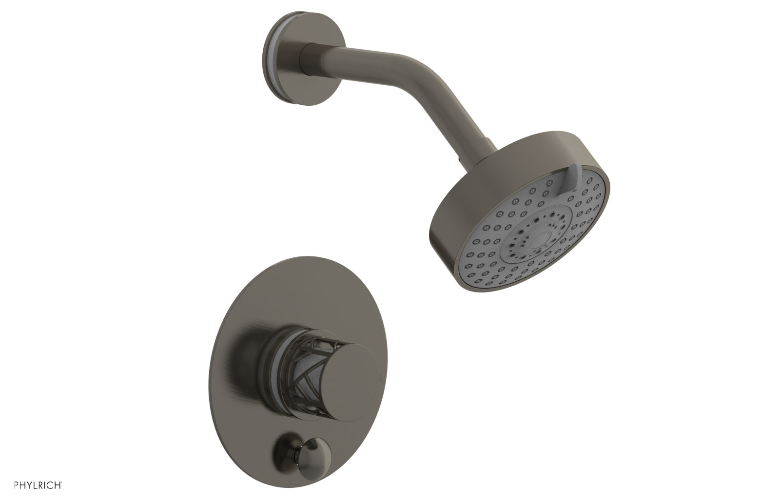 Phylrich JOLIE Pressure Balance Shower and Diverter Set (Less Spout), Round Handle with "White" Accents