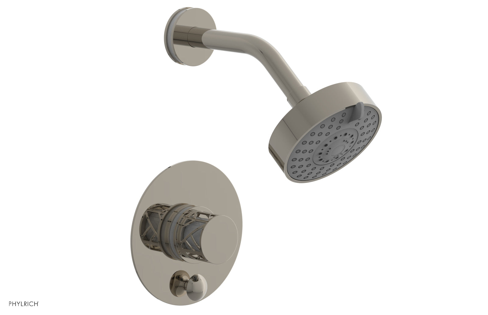 Phylrich JOLIE Pressure Balance Shower and Diverter Set (Less Spout), Round Handle with "White" Accents