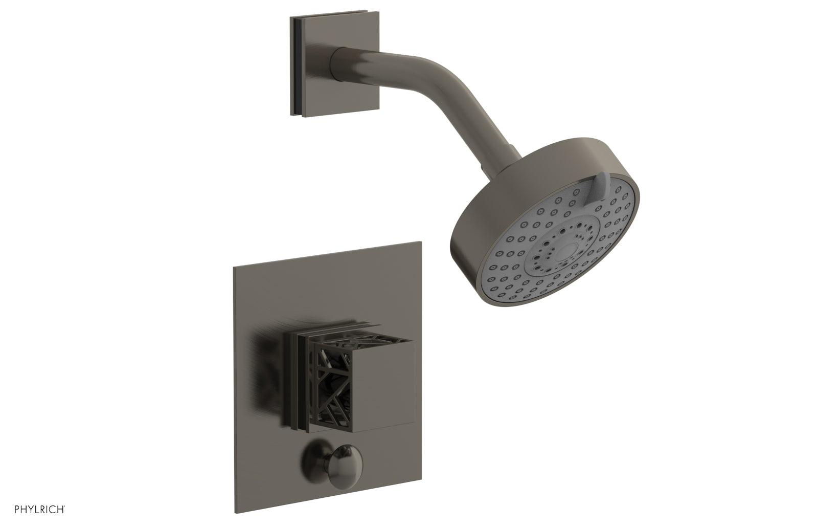 Phylrich JOLIE Pressure Balance Shower and Diverter Set (Less Spout), Square Handle with "Black" Accents