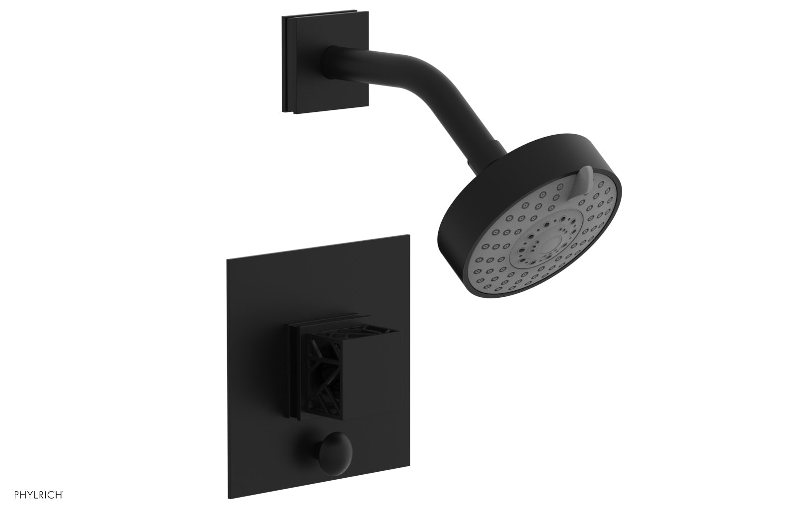 Phylrich JOLIE Pressure Balance Shower and Diverter Set (Less Spout), Square Handle with "Black" Accents