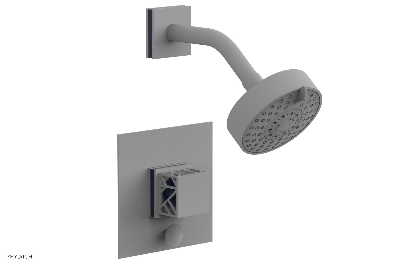 Phylrich JOLIE Pressure Balance Shower and Diverter Set (Less Spout), Square Handle with "Navy Blue" Accents