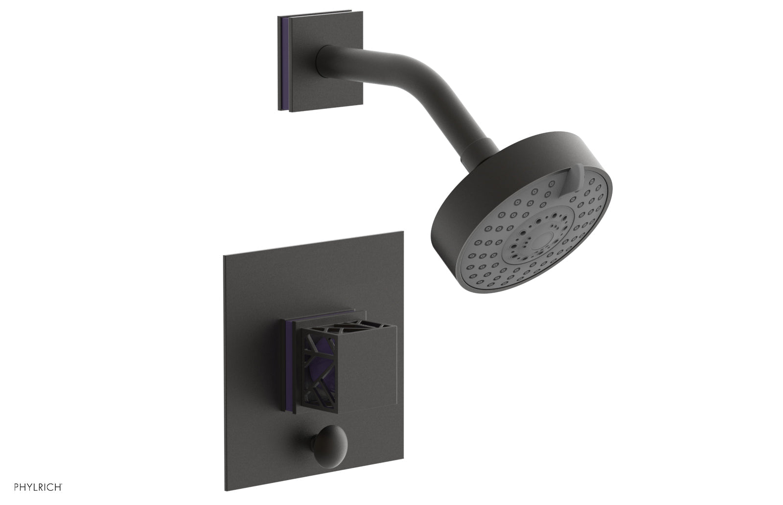 Phylrich JOLIE Pressure Balance Shower and Diverter Set (Less Spout), Square Handle with "Pink" Accents