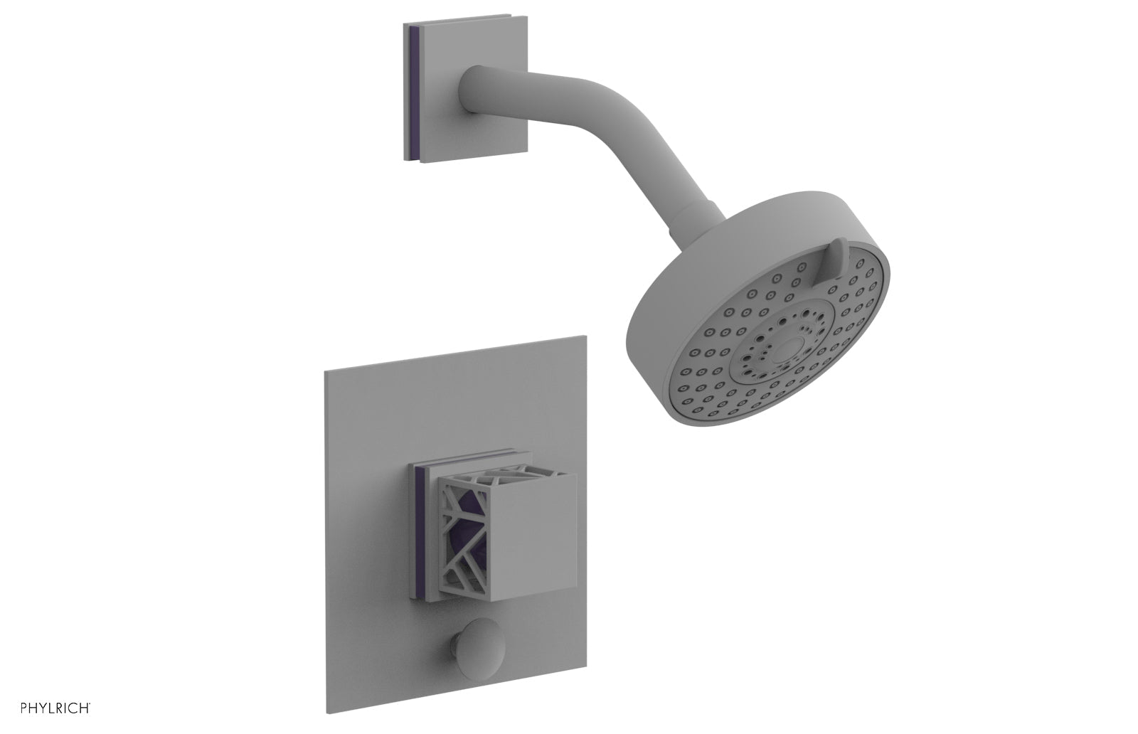 Phylrich JOLIE Pressure Balance Shower and Diverter Set (Less Spout), Square Handle with "Pink" Accents