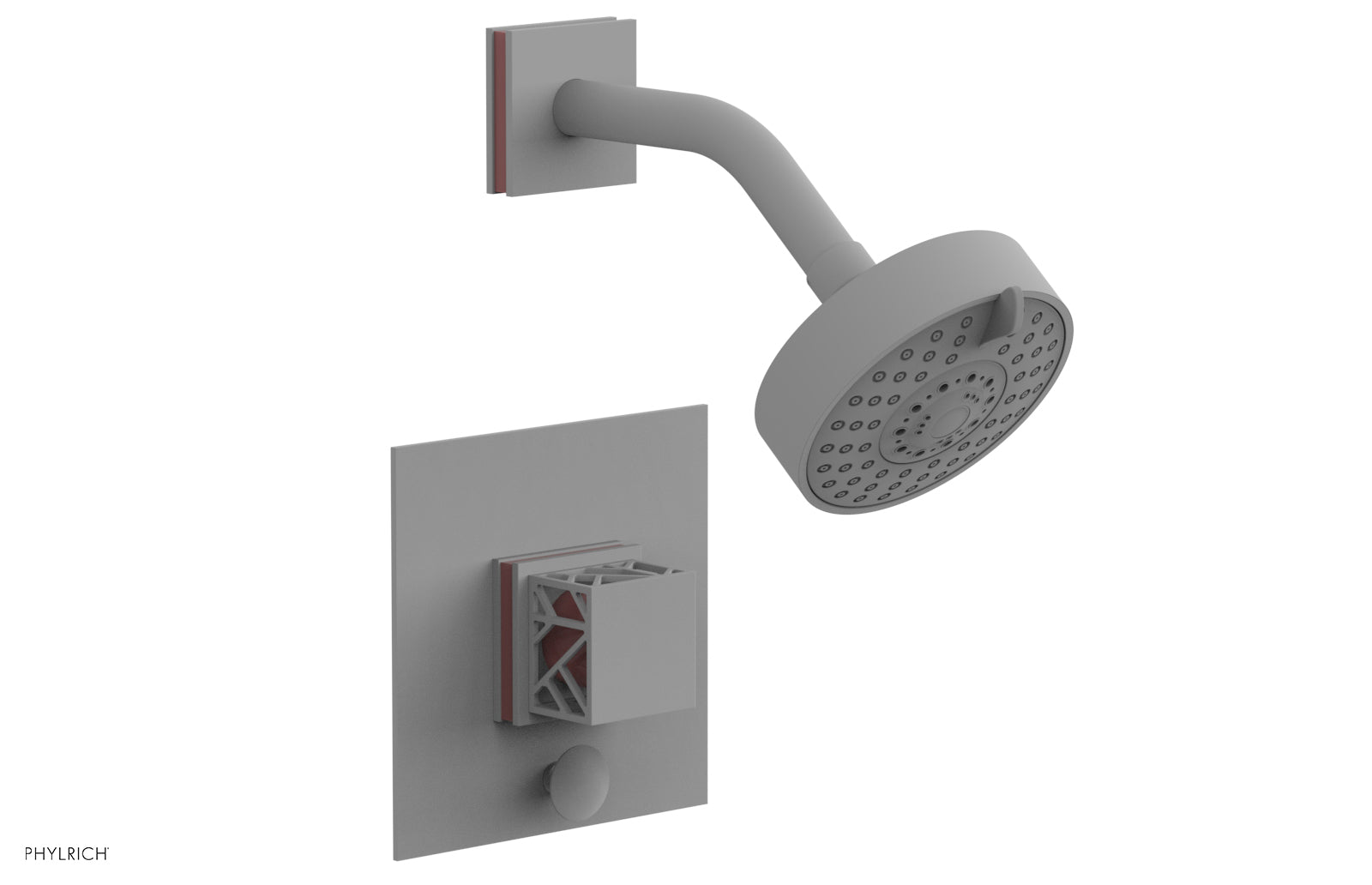 Phylrich JOLIE Pressure Balance Shower and Diverter Set (Less Spout), Square Handle with "Purple" Accents