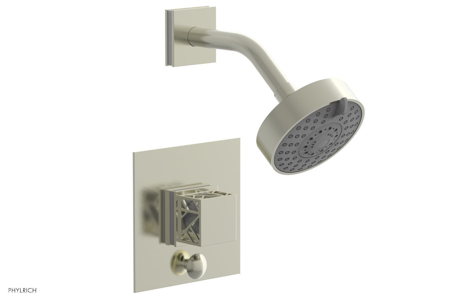 Phylrich JOLIE Pressure Balance Shower and Diverter Set (Less Spout), Square Handle with "White" Accents