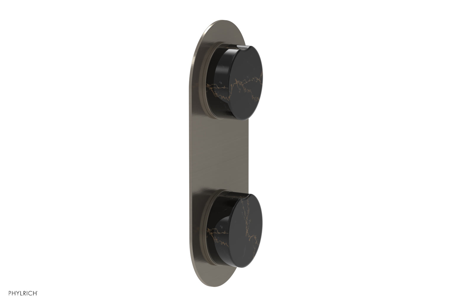 Phylrich CIRC Thermostatic Valve with Volume Control or Diverter - Black Marble Handle