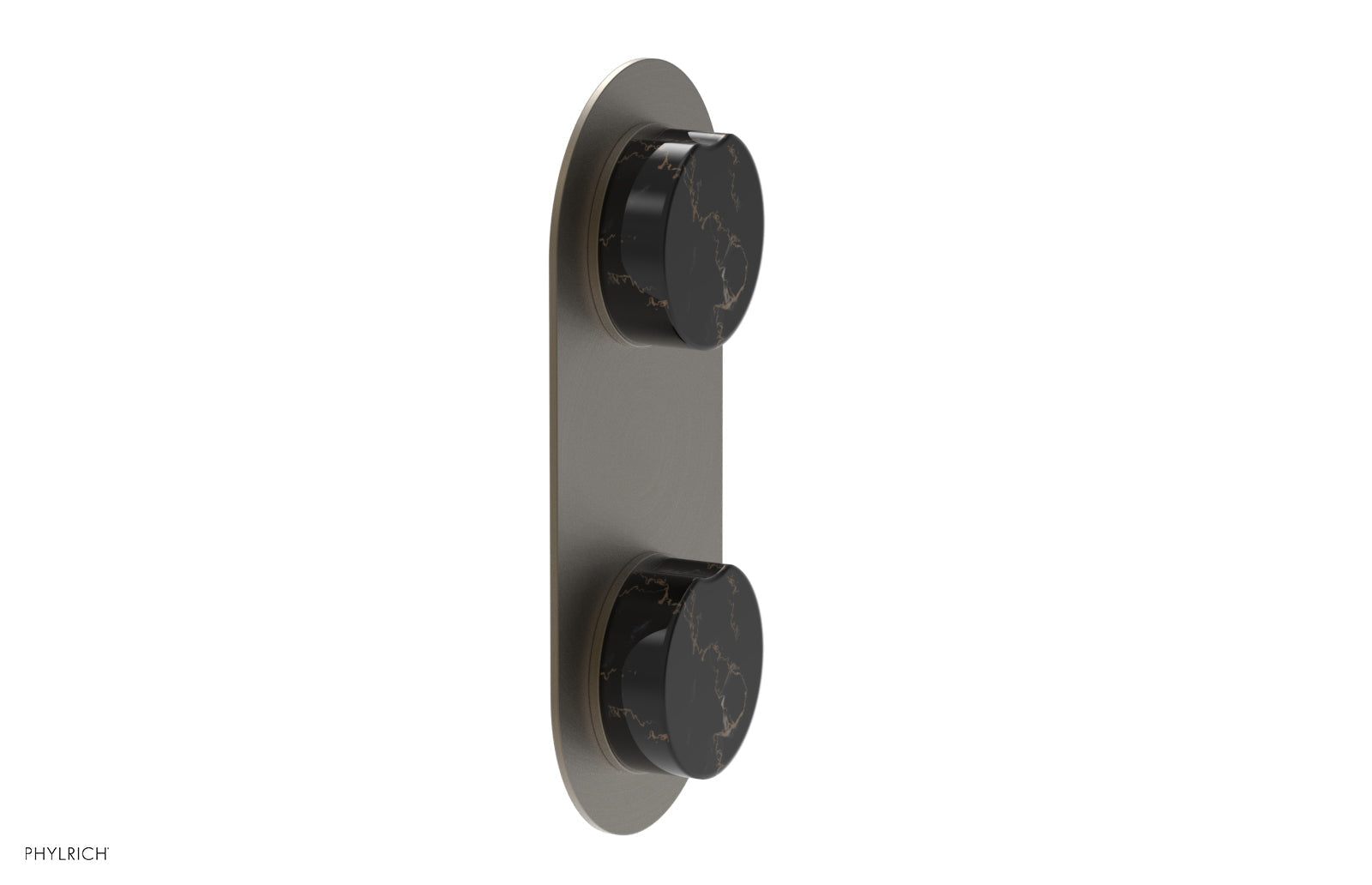 Phylrich CIRC Thermostatic Valve with Volume Control or Diverter - Black Marble Handle