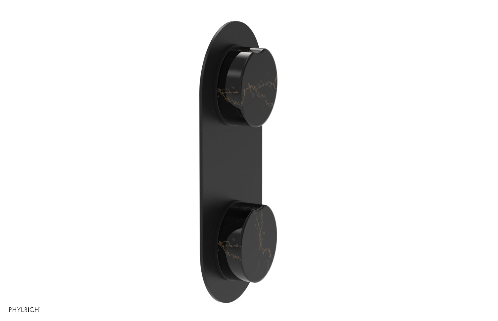 Phylrich CIRC Thermostatic Valve with Volume Control or Diverter - Black Marble Handle