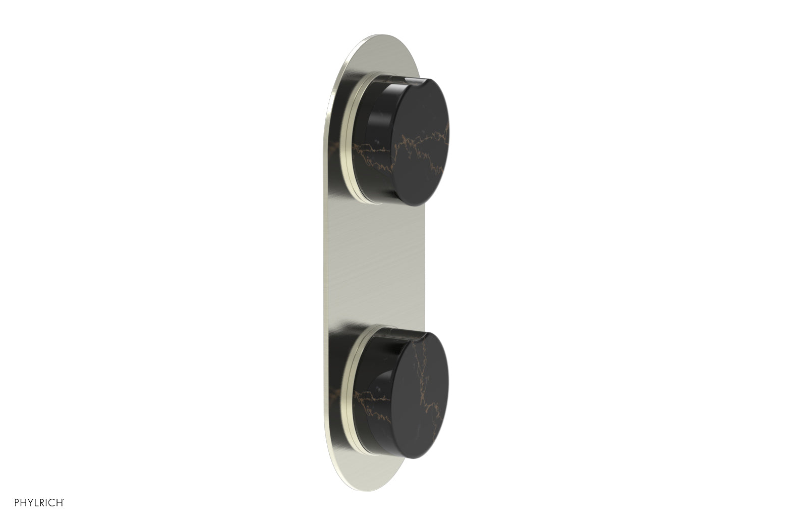 Phylrich CIRC Thermostatic Valve with Volume Control or Diverter - Black Marble Handle