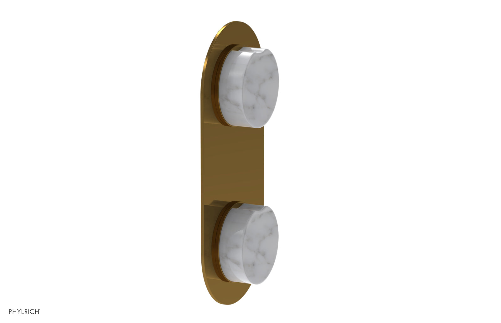 Phylrich CIRC Thermostatic Valve with Volume Control or Diverter - White Marble Handle