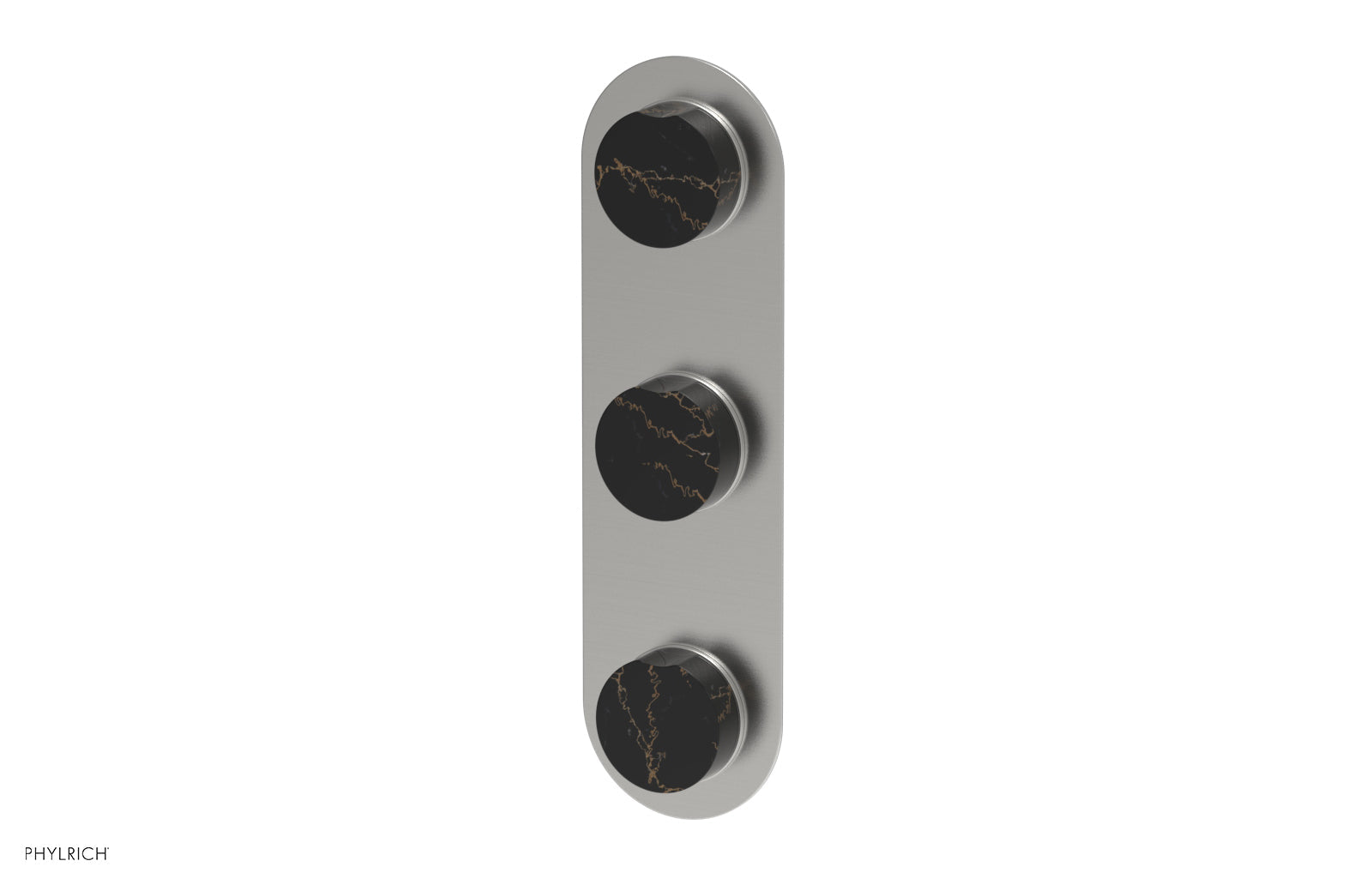 Phylrich CIRC Thermostatic Valve with Two Volume Control - Black Marble Handles