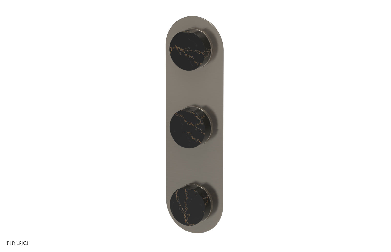 Phylrich CIRC Thermostatic Valve with Two Volume Control - Black Marble Handles