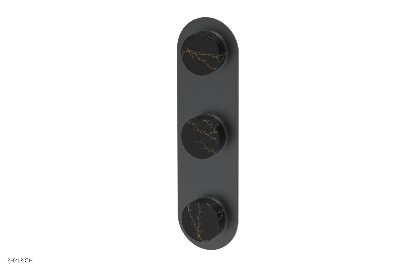 Phylrich CIRC Thermostatic Valve with Two Volume Control - Black Marble Handles