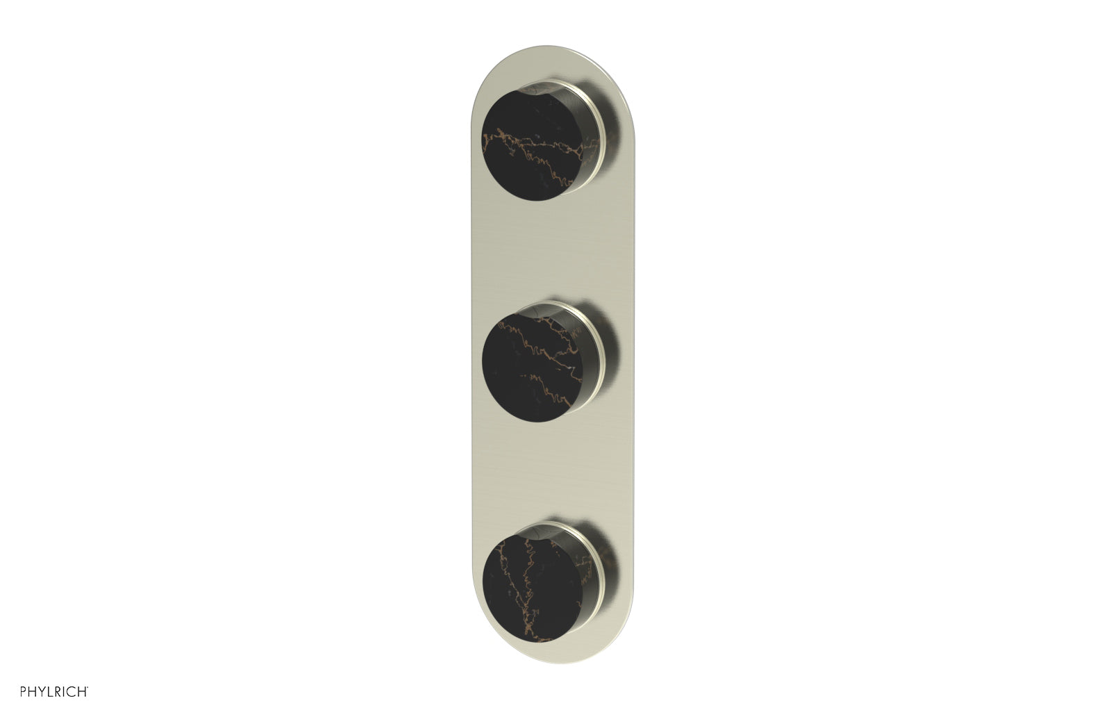Phylrich CIRC Thermostatic Valve with Two Volume Control - Black Marble Handles