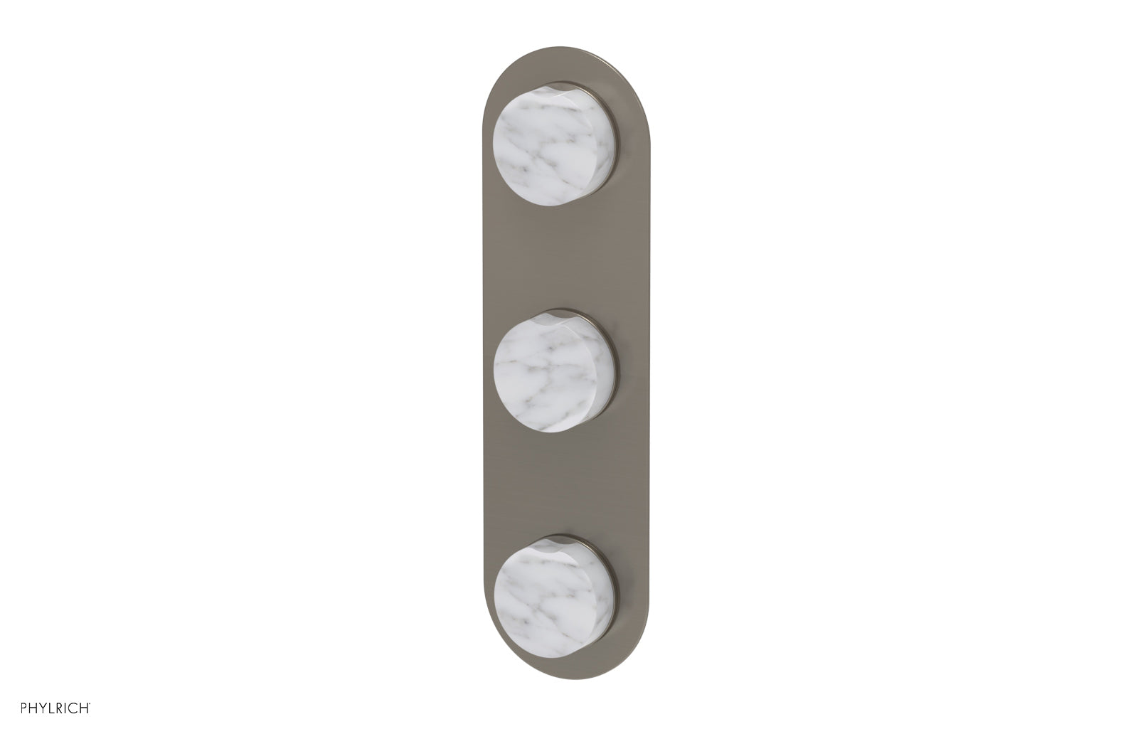 Phylrich CIRC Thermostatic Valve with Two Volume Control - White Marble Handles