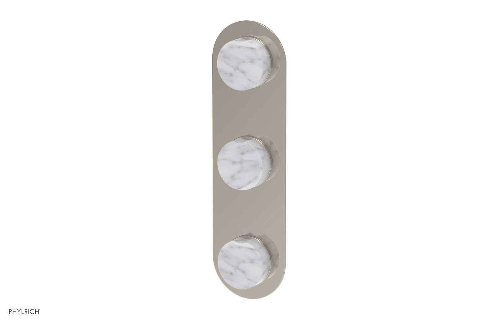 Phylrich CIRC Thermostatic Valve with Two Volume Control - White Marble Handles
