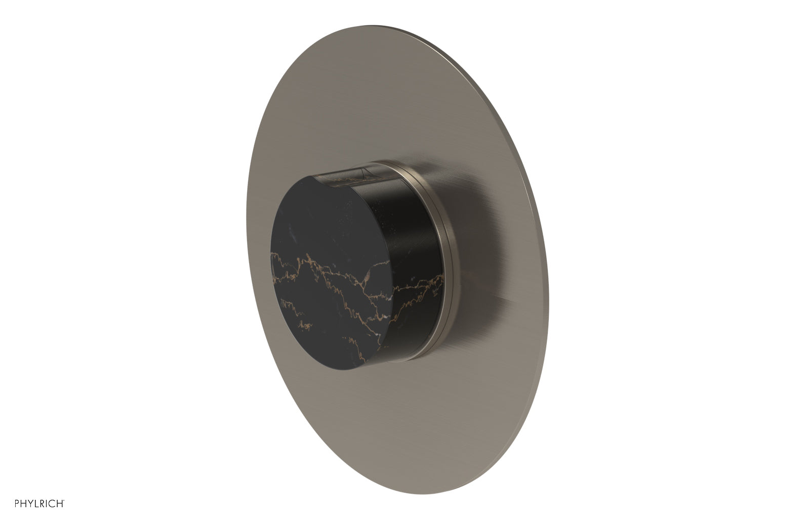 Phylrich CIRC Pressure Balance Shower Plate & Black Marble Handle Trim