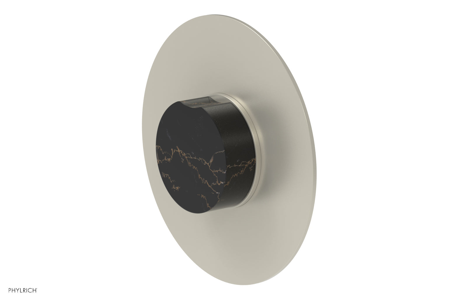 Phylrich CIRC Pressure Balance Shower Plate & Black Marble Handle Trim