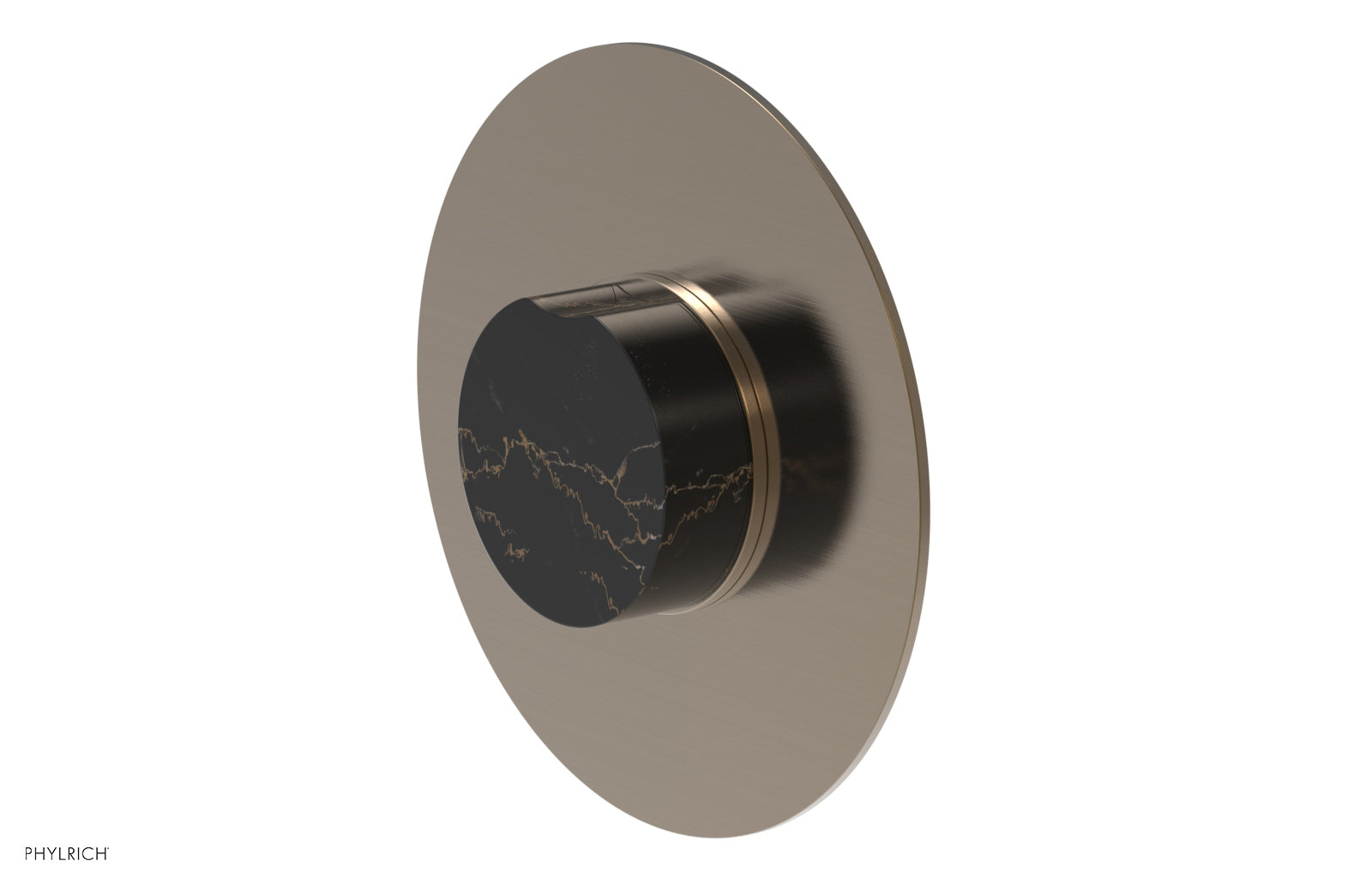 Phylrich CIRC Pressure Balance Shower Plate & Black Marble Handle Trim