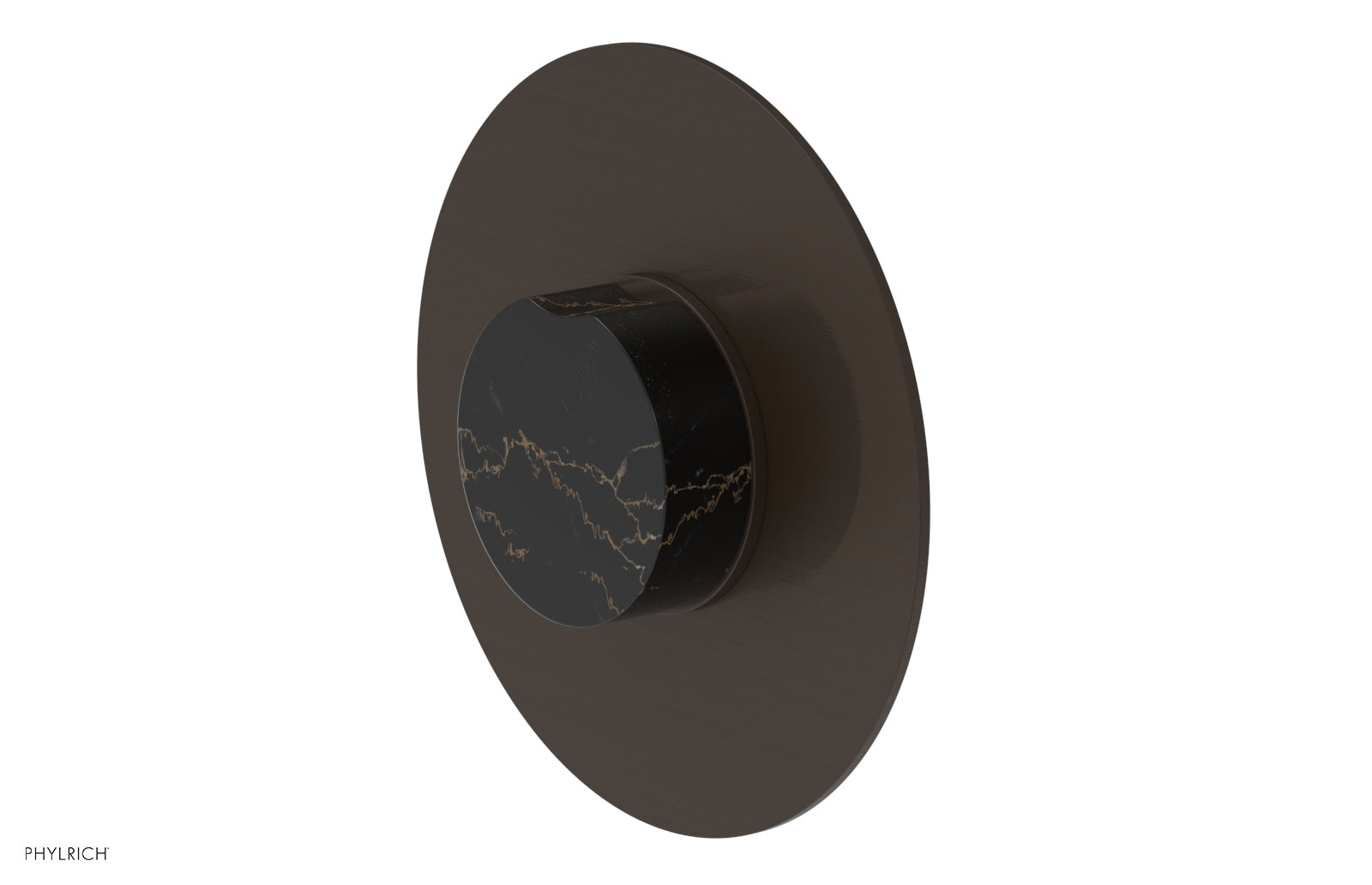 Phylrich CIRC Pressure Balance Shower Plate & Black Marble Handle Trim