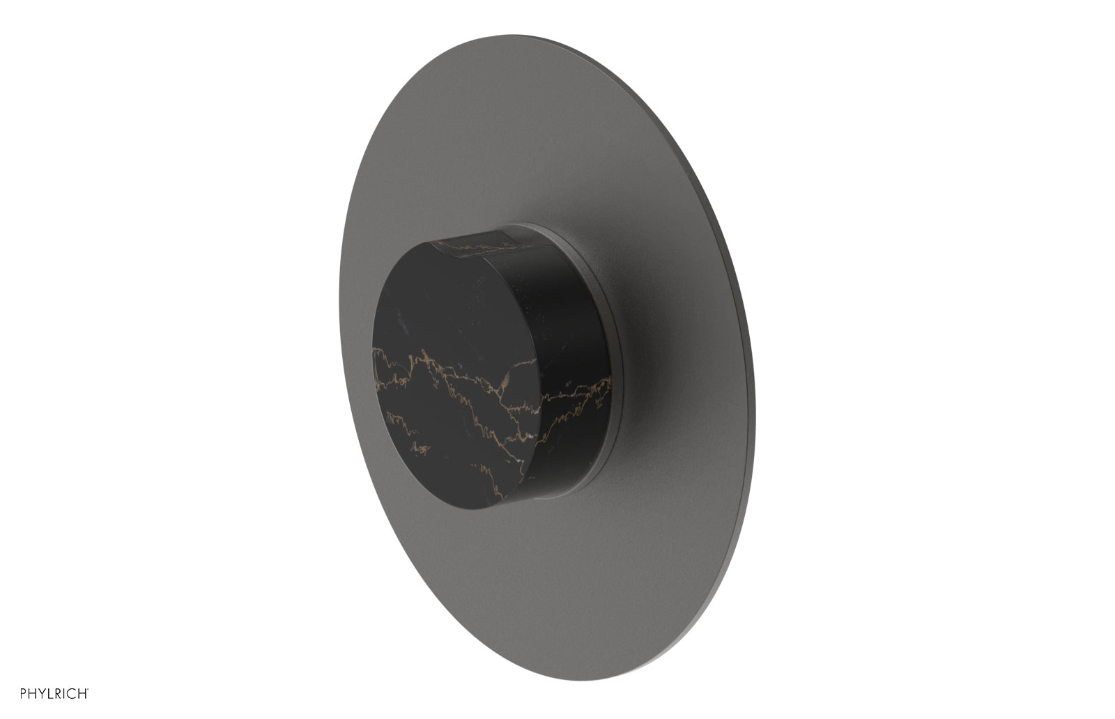 Phylrich CIRC Pressure Balance Shower Plate & Black Marble Handle Trim