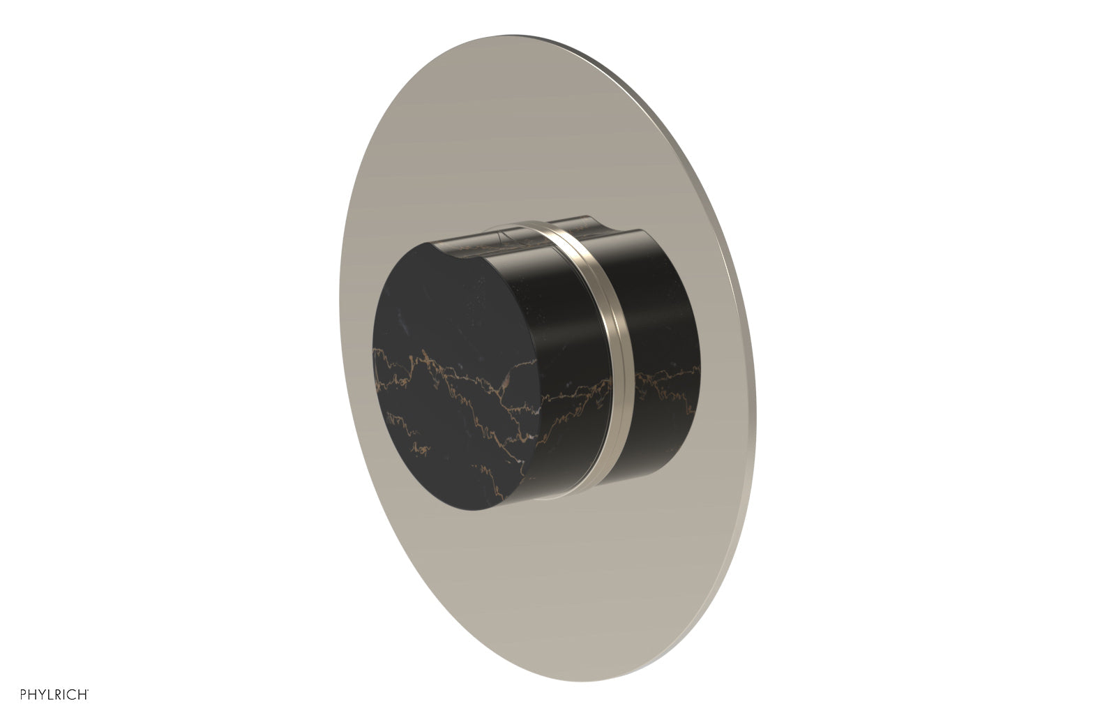 Phylrich CIRC Pressure Balance Shower Plate & Black Marble Handle Trim