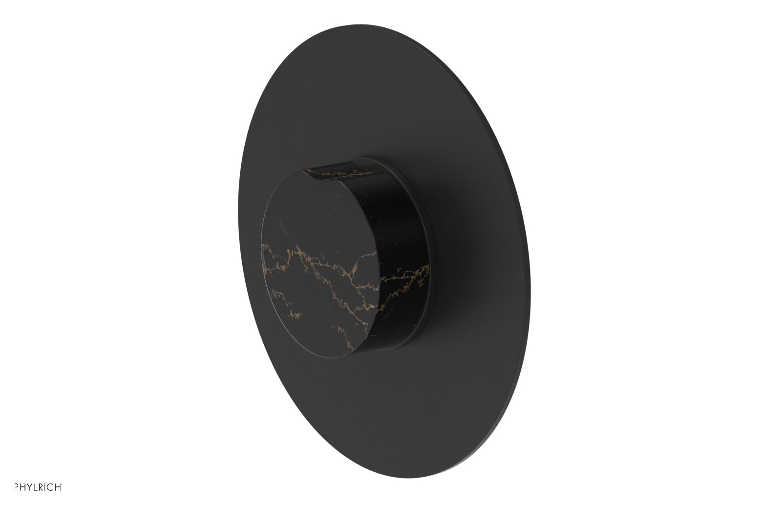 Phylrich CIRC Thermostatic Shower Trim, Black Marble Handle