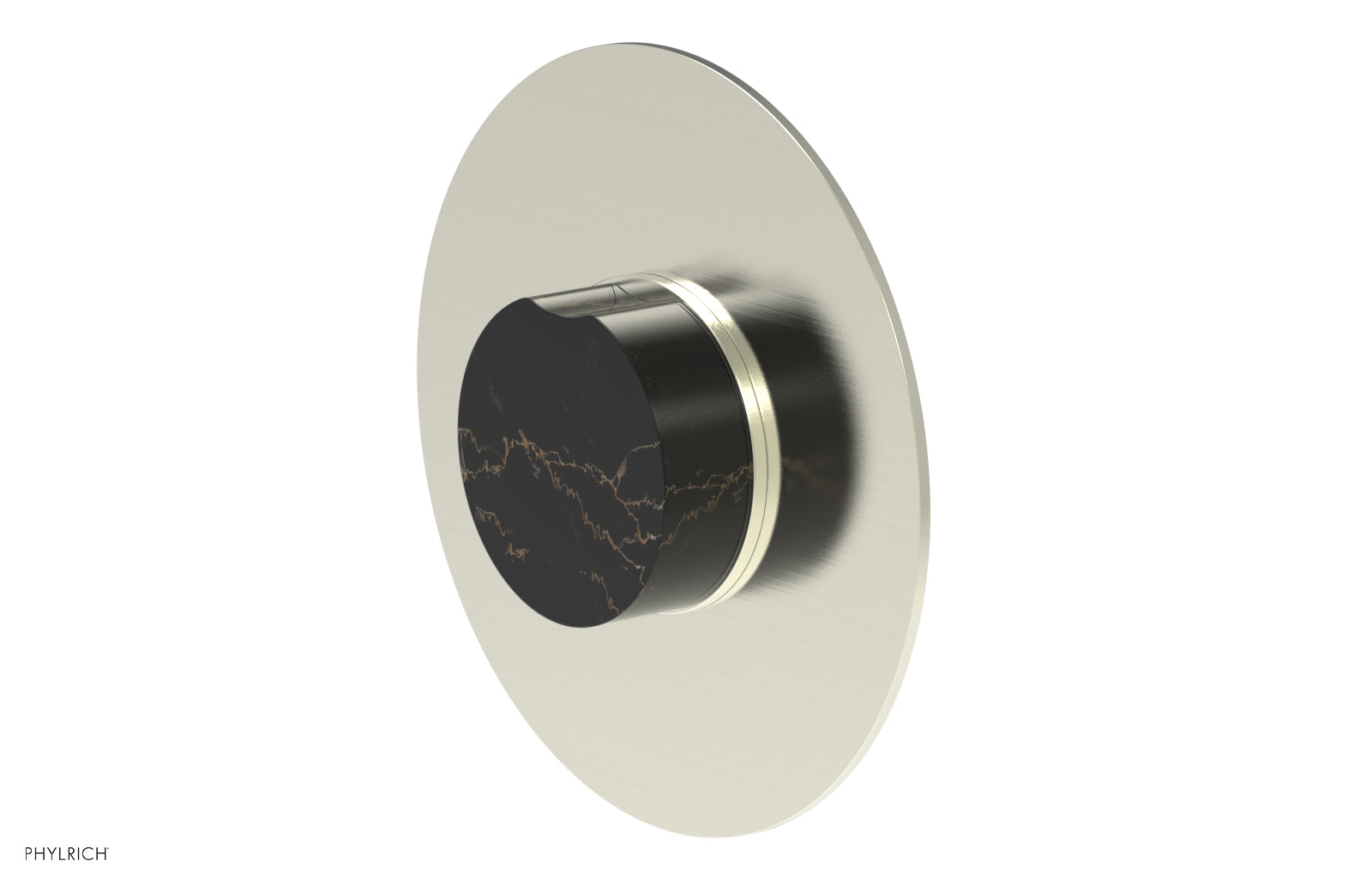 Phylrich CIRC Pressure Balance Shower Plate & Black Marble Handle Trim