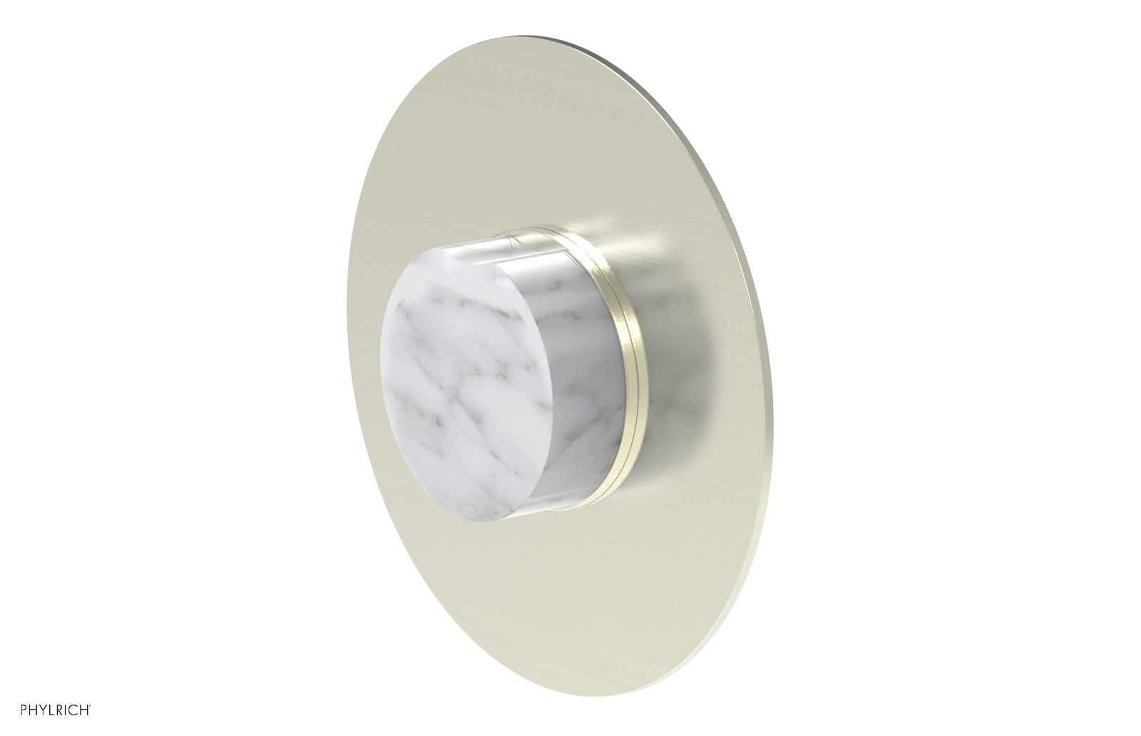 Phylrich CIRC Pressure Balance Shower Plate & White Marble Handle Trim