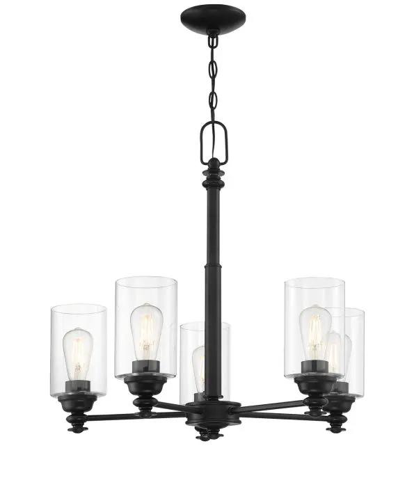 flat black chandeliers