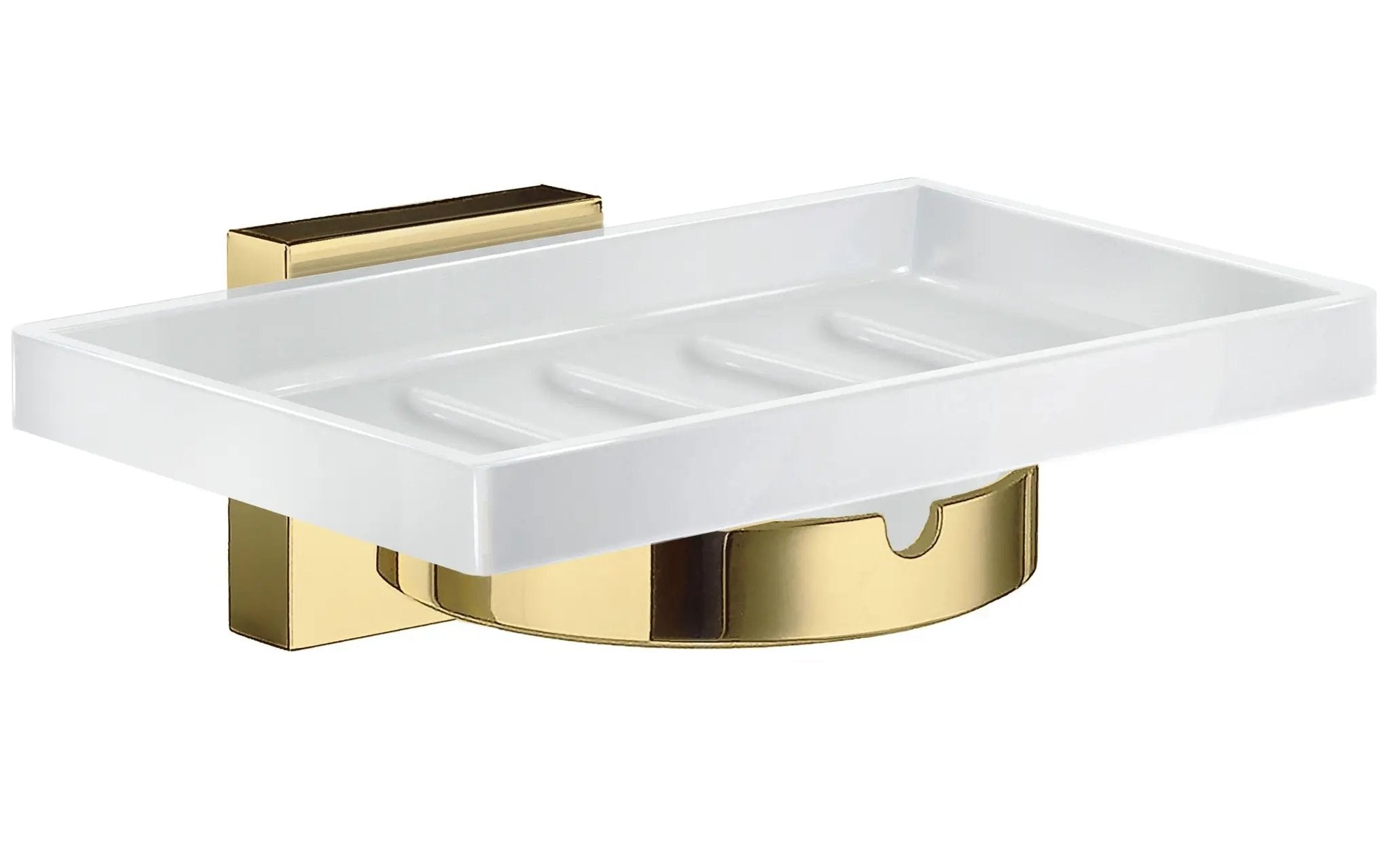 polished brass holder with soap dish