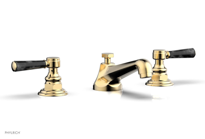 Phylrich HEX TRADITIONAL Widespread Faucet - Black Marble Lever Handles