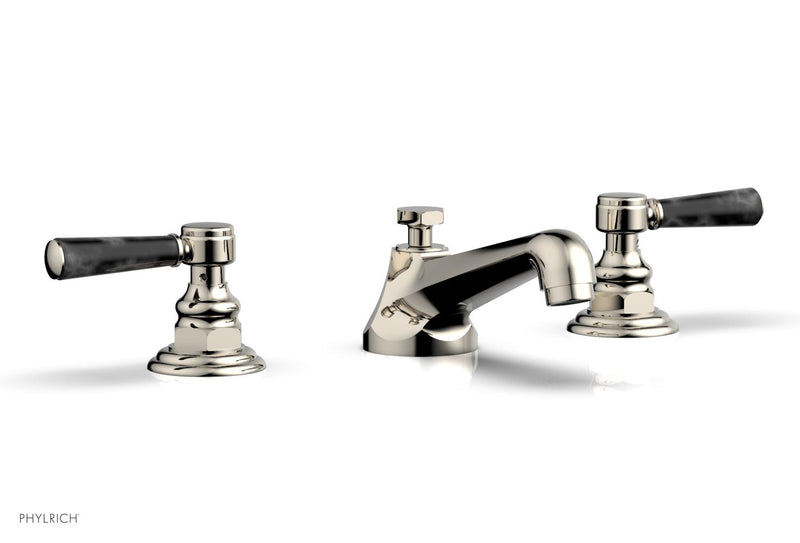 Phylrich HEX TRADITIONAL Widespread Faucet - Black Marble Lever Handles