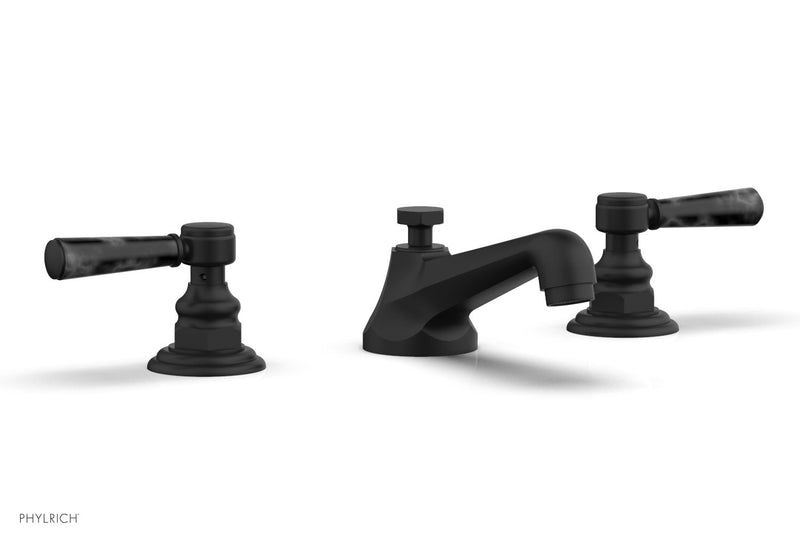 Phylrich HEX TRADITIONAL Widespread Faucet - Black Marble Lever Handles