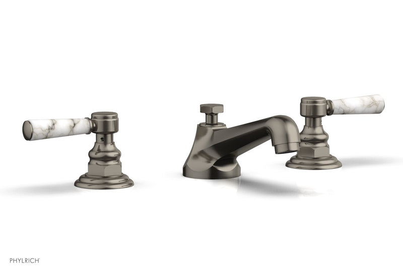 Phylrich HEX TRADITIONAL Widespread Faucet - White Marble Lever Handles