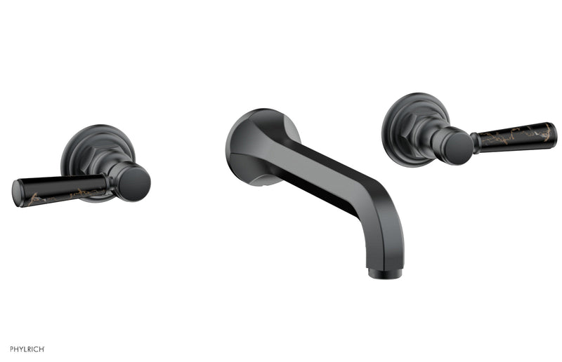 Phylrich HEX TRADITIONAL Wall Lavatory Set - Black Marble Lever Handles