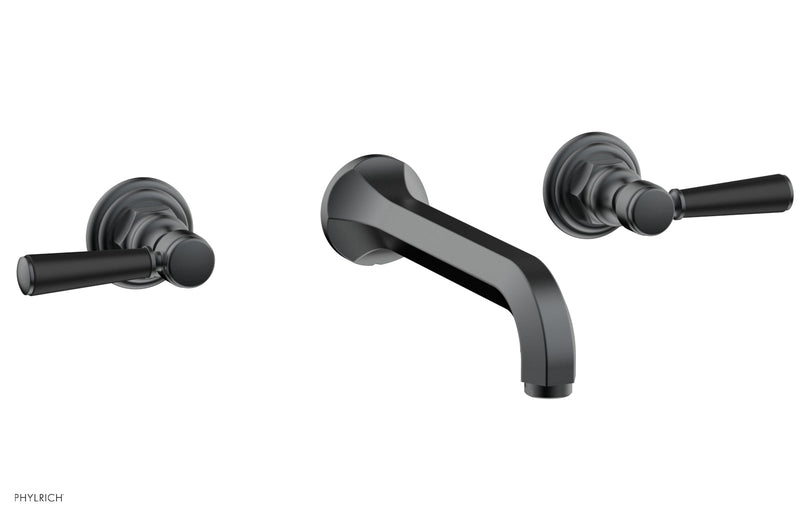 Phylrich HEX TRADITIONAL Wall Lavatory Set - Satin Black Lever Handles