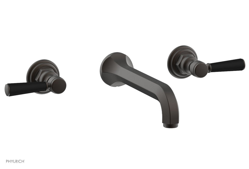Phylrich HEX TRADITIONAL Wall Tub Set - Satin Black Lever Handles