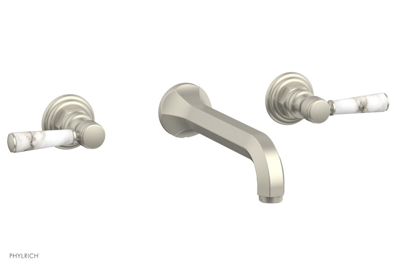 Phylrich HEX TRADITIONAL Wall Tub Set - White Marble Lever Handles