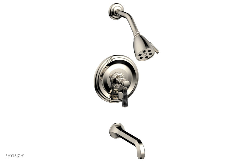 Phylrich HEX TRADITIONAL Pressure Balance Tub and Shower Set - Black Marble Lever Handle