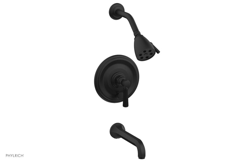 Phylrich HEX TRADITIONAL Pressure Balance Tub and Shower Set - Satin Black Lever Handle