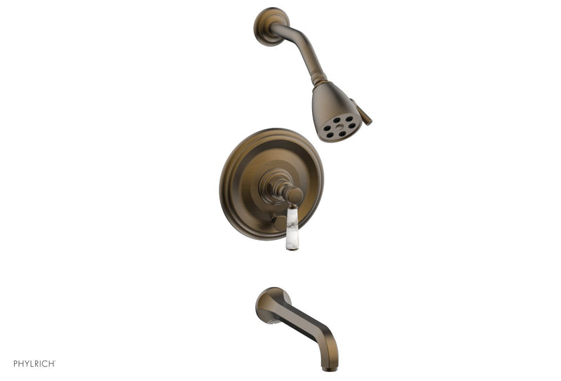 Phylrich HEX TRADITIONAL Pressure Balance Tub and Shower Set - White Marble Lever Handle