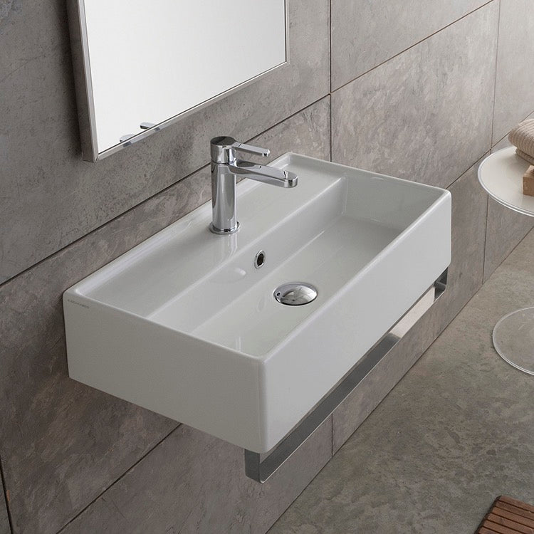 Nameeks Scarabeo 23-3/5" Ceramic Wall Mount Bathroom Sink - Includes Overflow