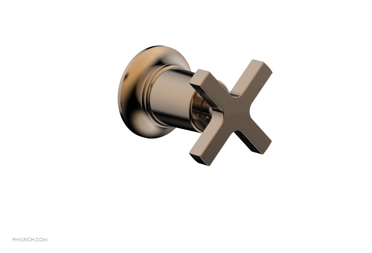 Phylrich HEX MODERN Volume Control/Diverter Trim - Cross Handle