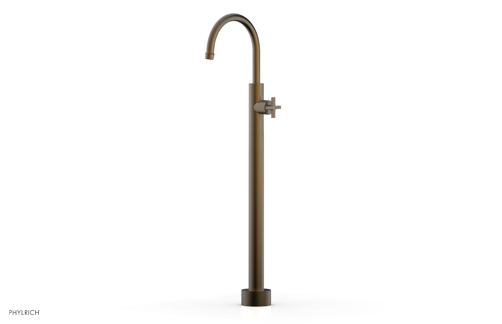 Phylrich HEX MODERN Tall Floor Mount Tub Filler - Cross Handle