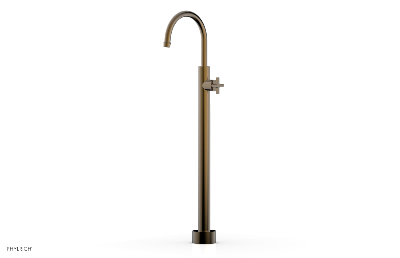 Phylrich HEX MODERN Tall Floor Mount Tub Filler - Cross Handle