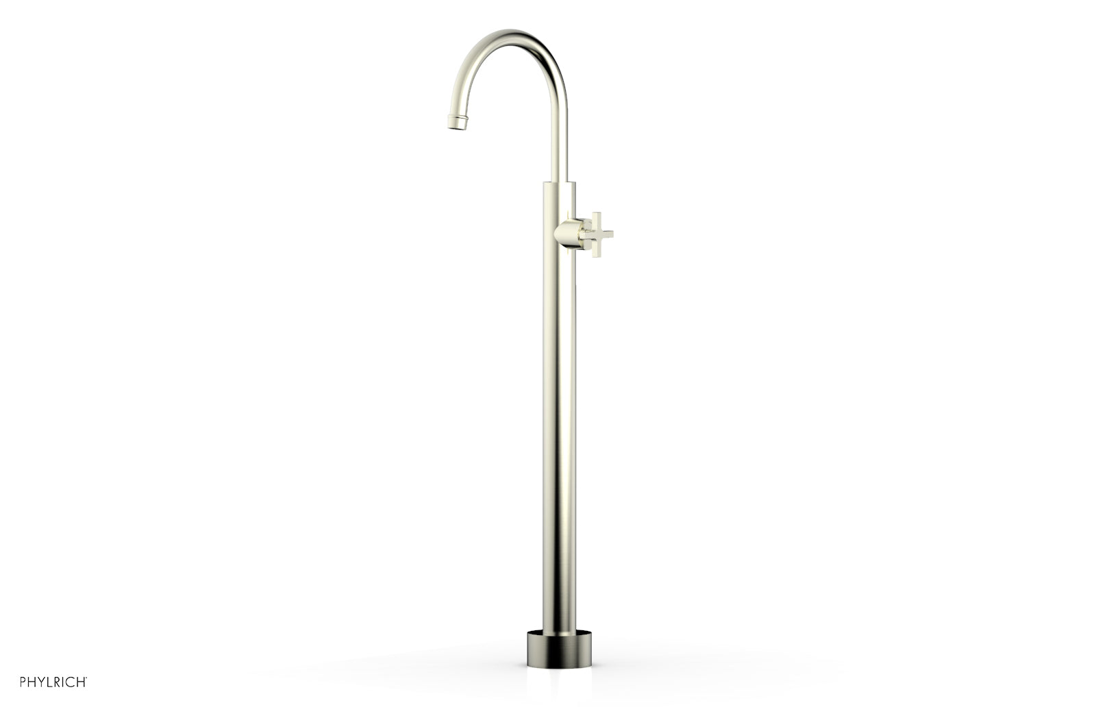 Phylrich HEX MODERN Tall Floor Mount Tub Filler - Cross Handle